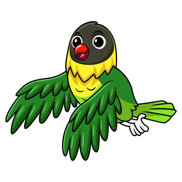 Cute Yellow Collared Love Bird Cartoon Flying — Stock Vector