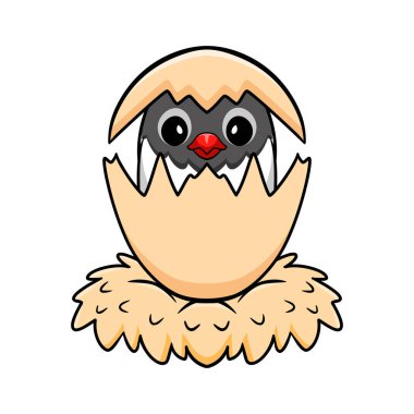 Yumurtadan çıkan şirin ve mavi aşk kuşunun vektör çizimi.