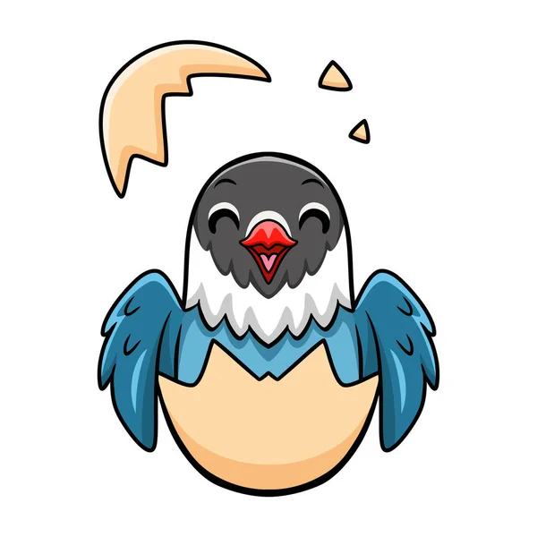 Векторна Ілюстрація Милої Коханої Блакитної Птиці Мультфільм Всередині Від Яйця — стоковий вектор