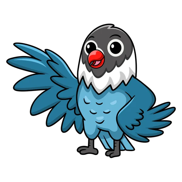 Vector Illustration Cute Slaty Blue Love Bird Cartoon Waving Hand — Stock Vector