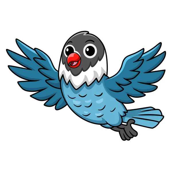 Vektor Illustration Von Cute Slaty Blue Love Bird Cartoon Flying — Stockvektor