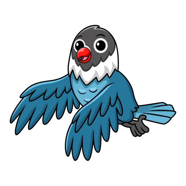 Vetor Ilustração Bonito Slaty Azul Amor Pássaro Desenho Animado Voando — Vetor de Stock