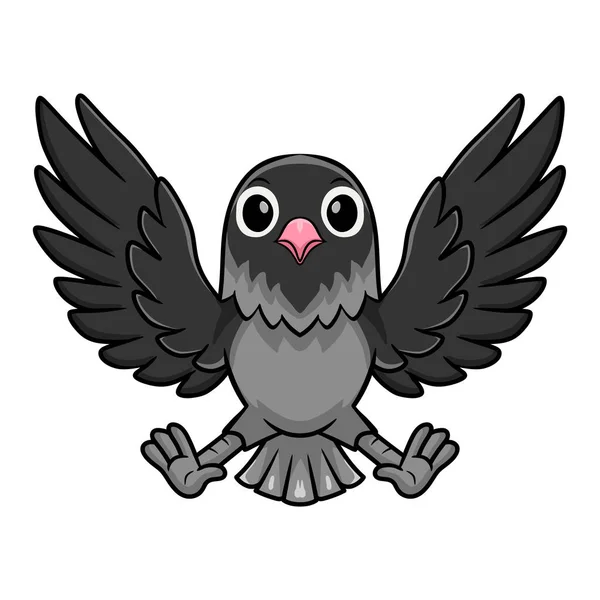 Ilustração Vetorial Bonito Mauve Cinza Mascarado Lovebird Desenho Animado Voando — Vetor de Stock