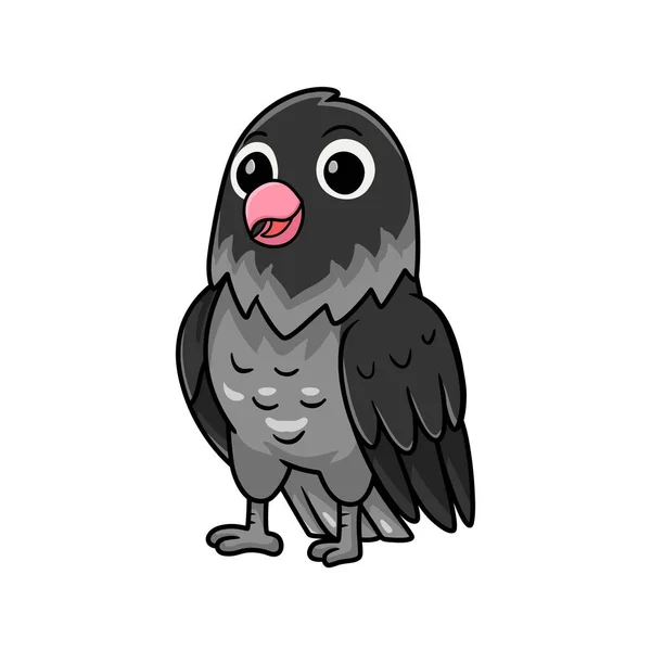 Vektorová Ilustrace Roztomilého Fialového Šedého Maskovaného Kresleného Ptáka — Stockový vektor