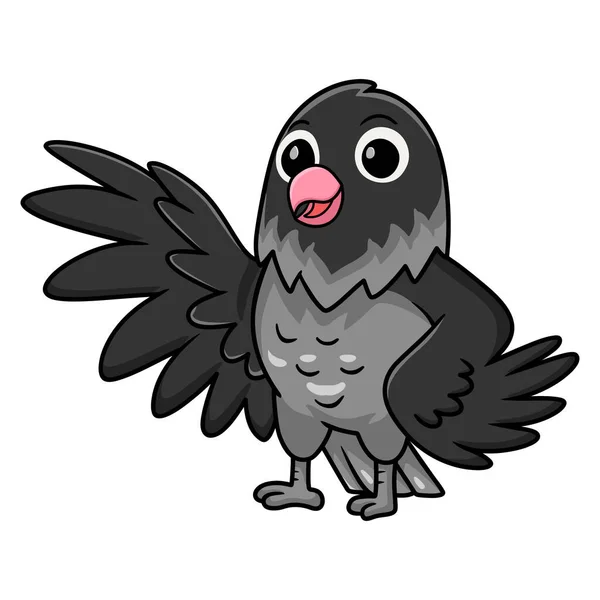 Vektorové Ilustrace Roztomilé Fialové Šedé Maskované Kreslený Pták Mávání Rukou — Stockový vektor
