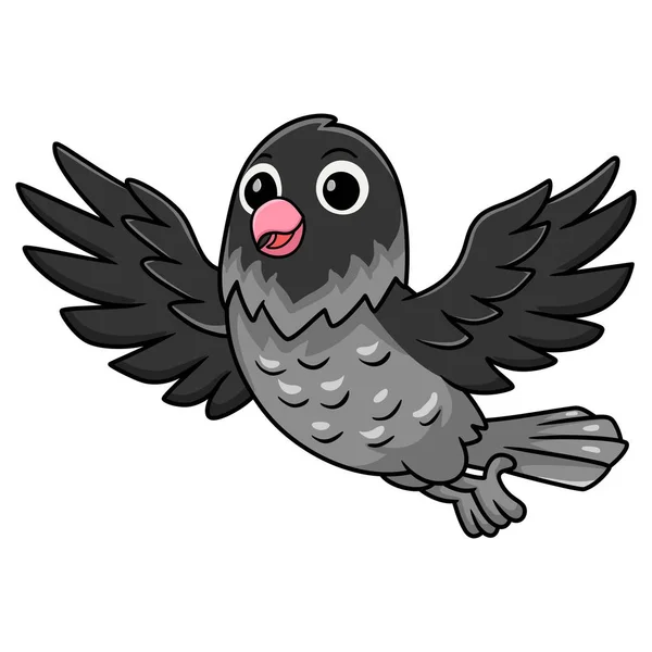 Vektorillustration Des Niedlichen Mauvefarbenen Grau Maskierten Turteltauben Cartoon Fliegen — Stockvektor