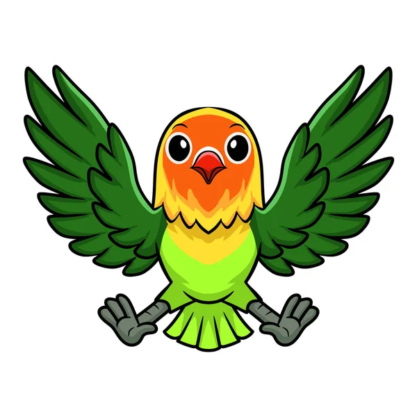 Illustrazione Vettoriale Del Simpatico Pescatore Amore Uccello Cartone Animato Volare — Vettoriale Stock