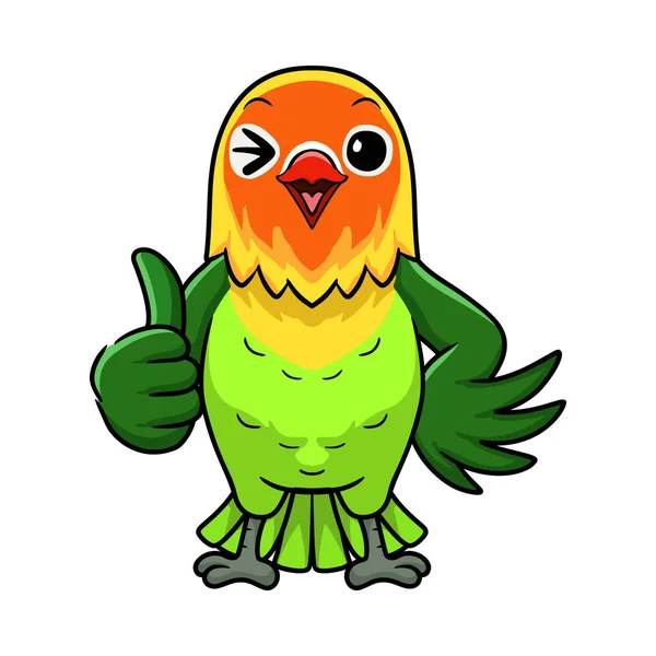 Illustrazione Vettoriale Carino Fischer Amore Uccello Cartone Animato Dando Pollice — Vettoriale Stock