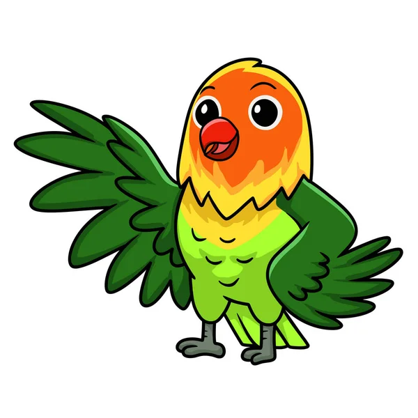 Ilustración Vectorial Lindo Fischer Amor Pájaro Dibujos Animados Agitando Mano — Vector de stock
