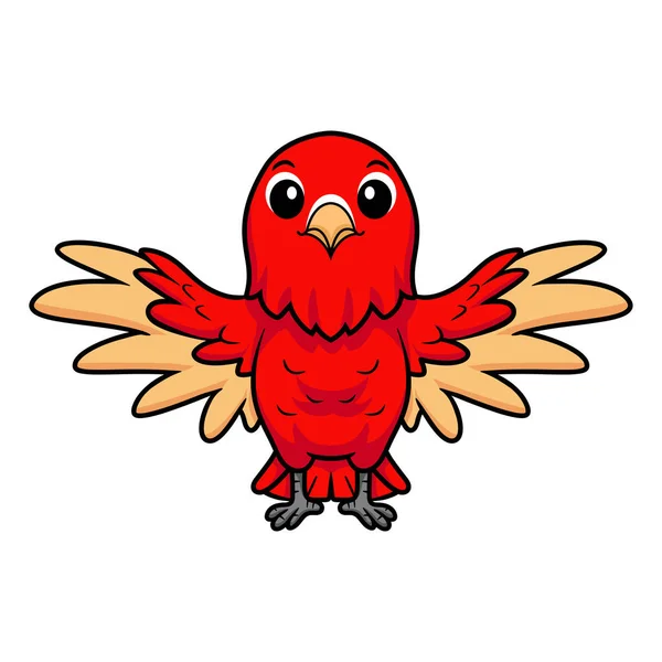 かわいい赤い窒息のベクトルイラストラブバード漫画飛行 — ストックベクタ