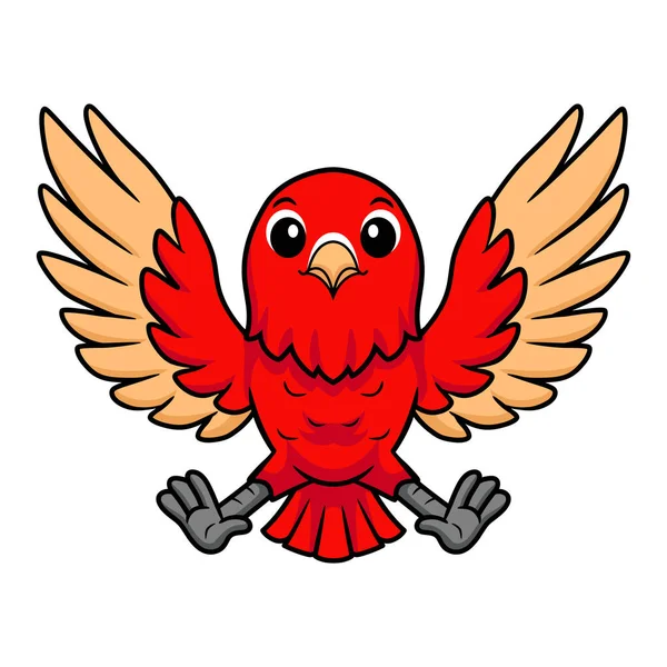 Illustrazione Vettoriale Carino Rosso Suffusione Piccioncino Fumetto Volare — Vettoriale Stock