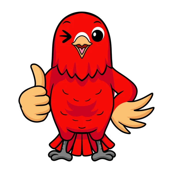 Wektor Ilustracja Cute Czerwony Suffusion Lovebird Kreskówki Dając Kciuk Górę — Wektor stockowy