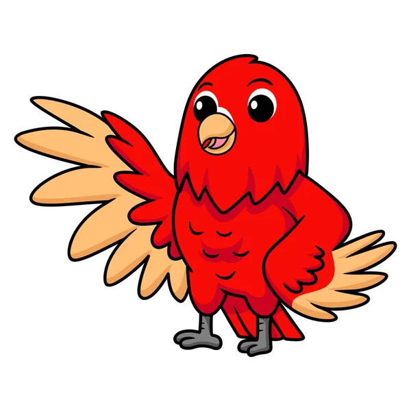 Ilustração Vetorial Desenho Animado Bonito Vermelho Suffusion Lovebird Acenando Mão —  Vetores de Stock