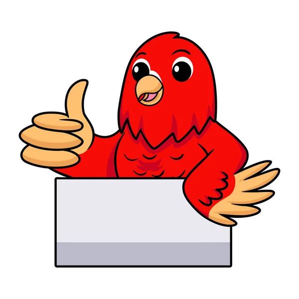 Ilustração Vetorial Desenho Animado Bonito Vermelho Suffusion Lovebird Dando Polegar — Vetor de Stock