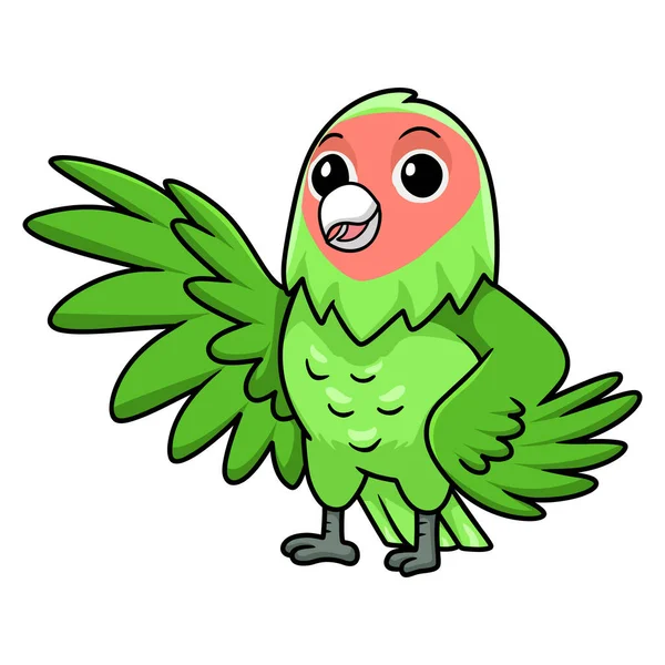 Vektorová Ilustrace Roztomilé Broskve Čelí Láska Pták Karikatura Mávání Rukou — Stockový vektor