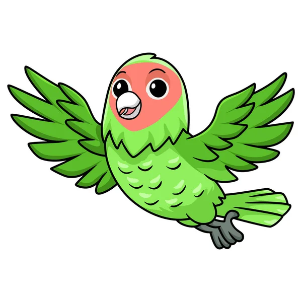 Vector Illustratie Van Schattig Perzik Geconfronteerd Liefde Vogel Cartoon Vliegen — Stockvector