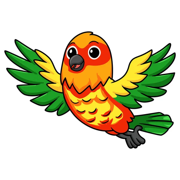 Векторна Ілюстрація Милий Жовтий Зелений Папуга Любительський Мультфільм Літаючий — стоковий вектор
