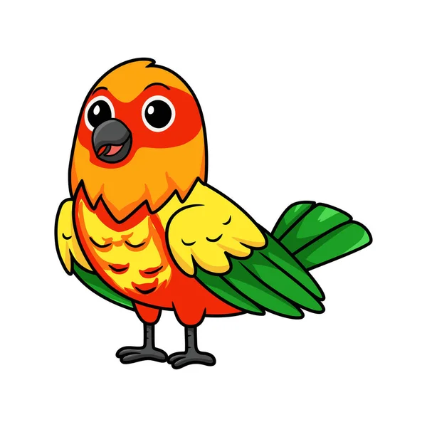 Vector Illustration Cute Yellow Green Parrot Lovebird Cartoon — Stock Vector