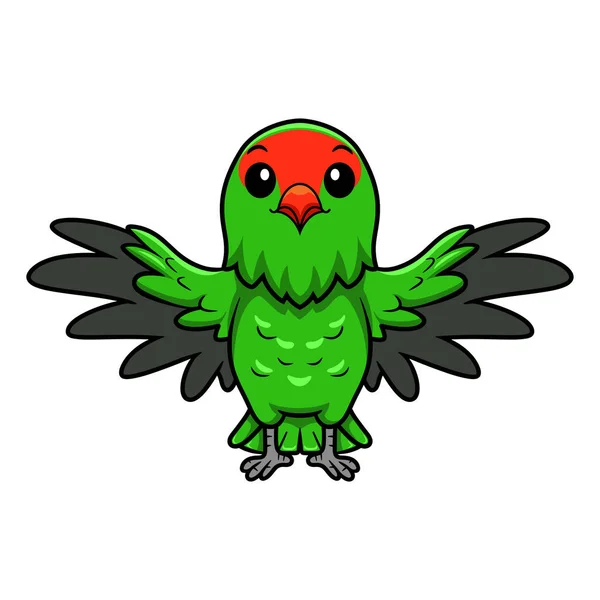 Ilustração Vetorial Bonito Preto Alado Lovebird Desenho Animado Voando — Vetor de Stock