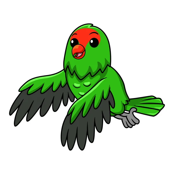 Ilustração Vetorial Bonito Preto Alado Lovebird Desenho Animado Voando — Vetor de Stock