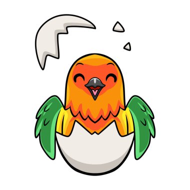 Şirin Güneş 'in vektör çizimi yumurtadan çıkan papağan karikatürü