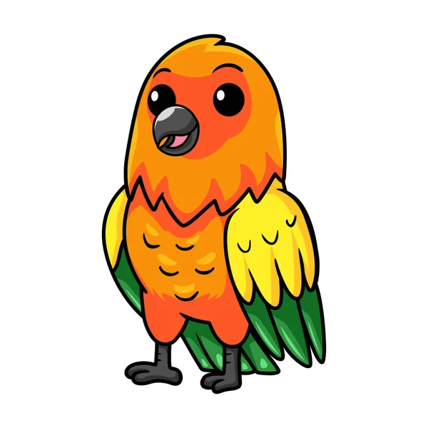 Vector Illustration Cute Sun Conure Parrot Cartoon — Stock Vector