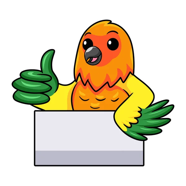 Wektor Ilustracja Cute Słońce Conure Papuga Kreskówka Dając Kciuk Górę — Wektor stockowy