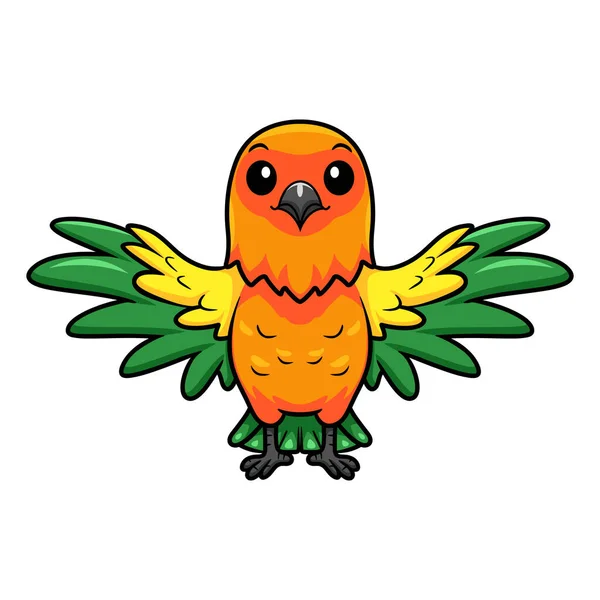 Vektor Illustration Von Cute Sun Conure Papagei Cartoon Fliegen — Stockvektor