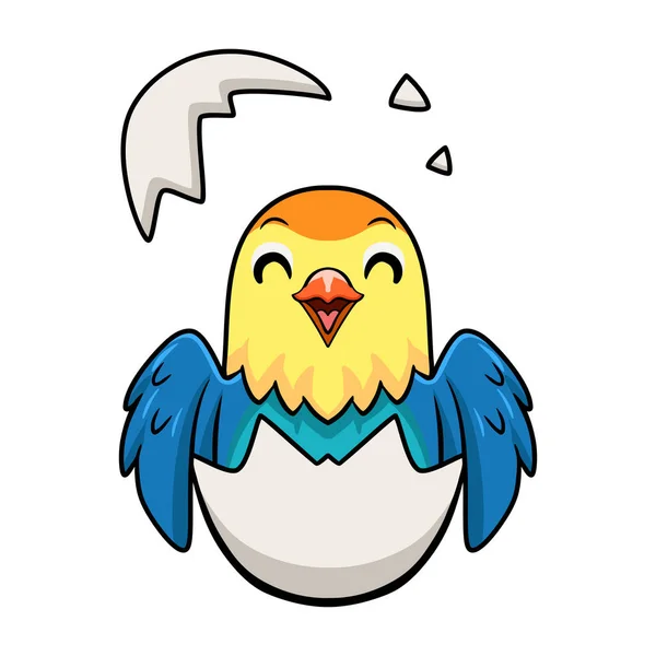 卵子里面可爱的蓝松石情鸟卡通画的矢量图解 — 图库矢量图片