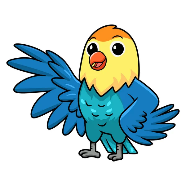 Vektorová Ilustrace Roztomilé Parblue Opaline Lovebird Karikatura Mávání Rukou — Stockový vektor