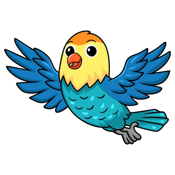Vector Illustration Cute Parblue Opaline Lovebird Cartoon Flying — Stock Vector