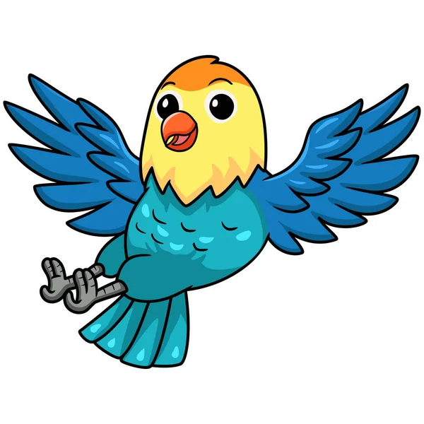 Векторная Иллюстрация Cute Parblue Opaline Lovebird Cartoon Flying — стоковый вектор