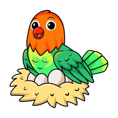 Yuvasında yumurtaları olan sevimli keman aşk kuşu çizgi filminin temsilcisi.