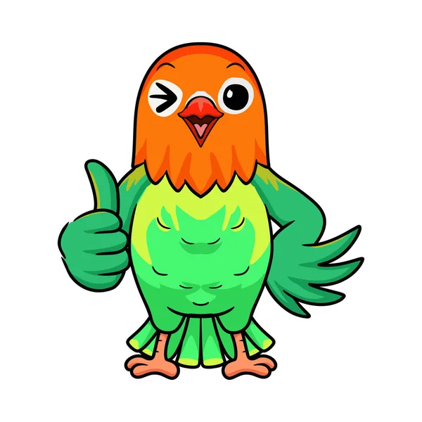 Vektor Ilustrasi Biola Cute Cinta Kartun Burung Menyerah Jempol - Stok Vektor