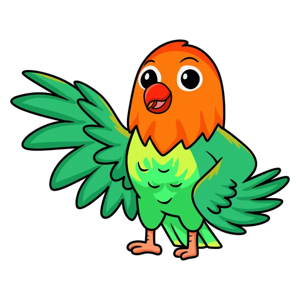 Vektor Ilustrasi Biola Cute Cinta Burung Kartun Melambaikan Tangan - Stok Vektor