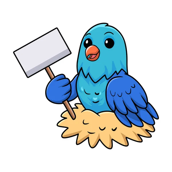 Vektorová Ilustrace Roztomilého Forpus Papouška Pták Karikatura Držení Prázdné Znamení — Stockový vektor