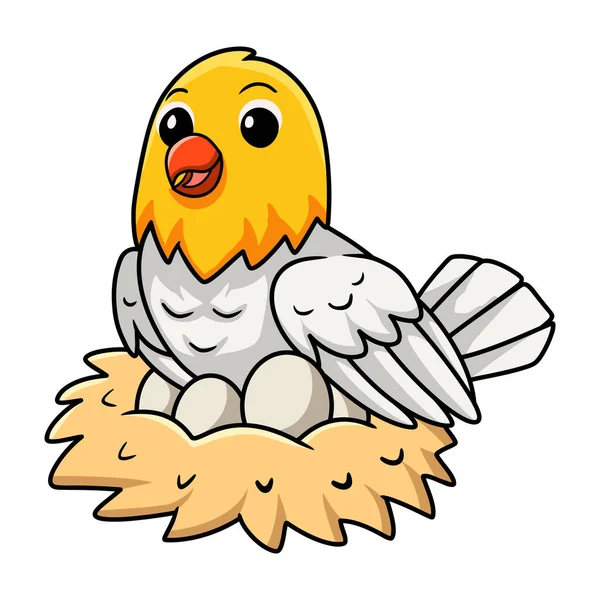 Vektorová Ilustrace Roztomilého Opálového Bledě Opadavého Pohádkového Ptáka Vejci Hnízdě — Stockový vektor