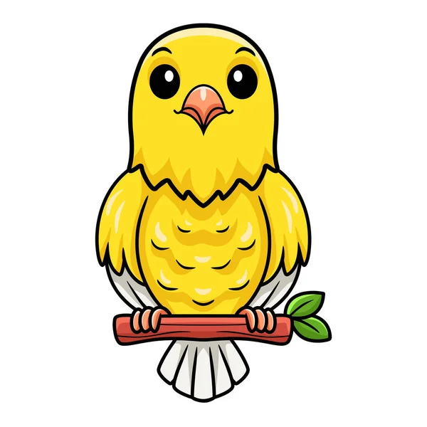 Vector Illustration Cute Canary Bird Cartoon Tree Branch — Stock Vector