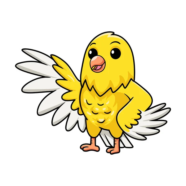 Vektorové Ilustrace Roztomilé Kanárka Pták Karikatura Mávání Rukou — Stockový vektor