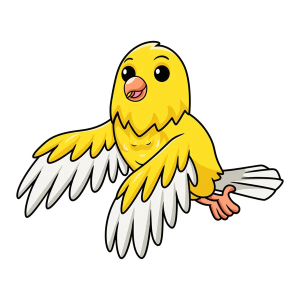 Illustrazione Vettoriale Carino Canarino Uccello Fumetto Volare — Vettoriale Stock