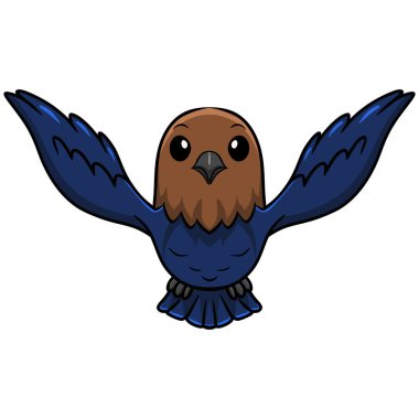 Uçan şirin kahverengi başlı inek kuşunun vektör çizimi