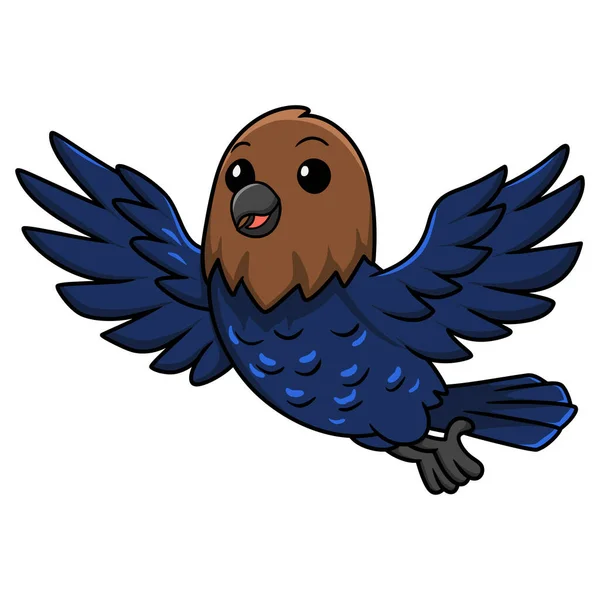Векторная Иллюстрация Cute Brown Headed Cowbird Cartoon Flying — стоковый вектор