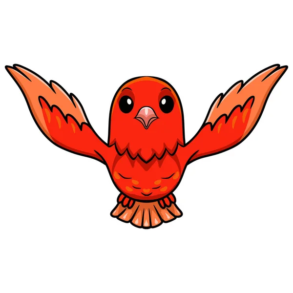 Vector Illustration Cute Red Factor Canary Cartoon Flying — Stock Vector