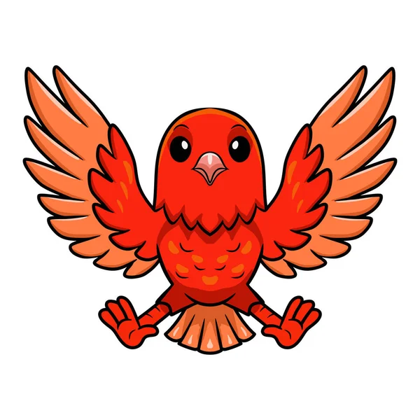 Ilustração Vetorial Bonito Vermelho Fator Canário Desenho Animado Voando — Vetor de Stock