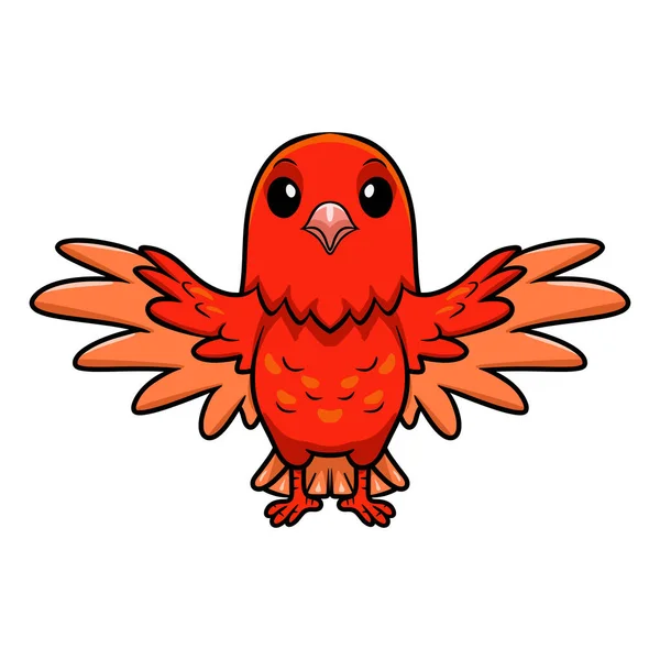 Ilustração Vetorial Bonito Vermelho Fator Canário Desenho Animado Voando — Vetor de Stock