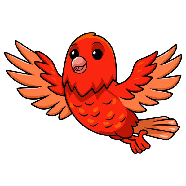 Ilustração Vetorial Bonito Vermelho Fator Canário Desenho Animado Voando —  Vetores de Stock