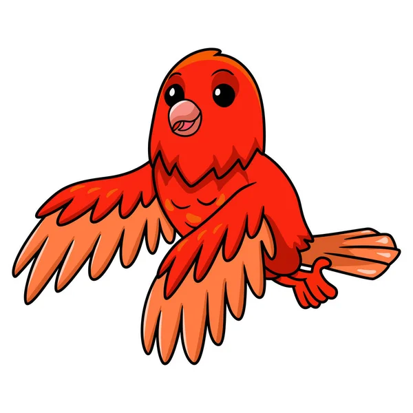 Ilustración Vectorial Lindo Factor Rojo Canario Dibujos Animados Volando — Archivo Imágenes Vectoriales