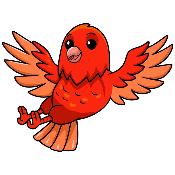 Vector Illustration Cute Red Factor Canary Cartoon Flying — Stock Vector