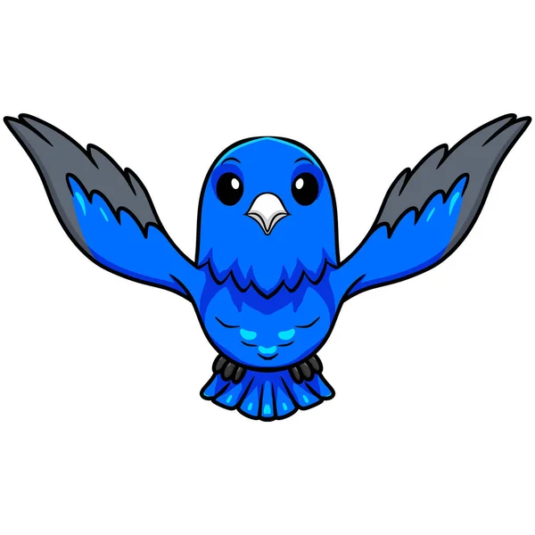 Illustrazione Vettoriale Carino Blu Fattore Canarino Fumetto Volare — Vettoriale Stock