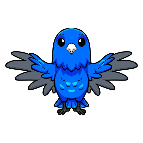 Vector Illustration Cute Blue Factor Canary Cartoon Flying — Stock Vector
